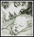 Mother Holding Baby (Sepia) - Cross Stitch Chart